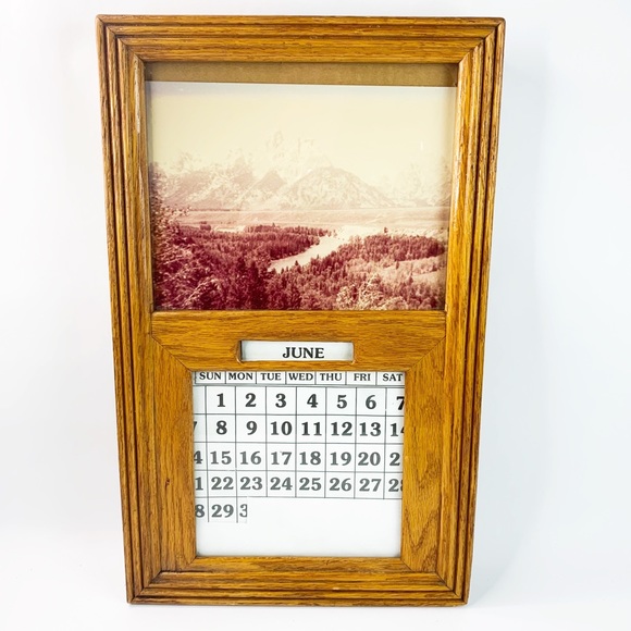 Vintage Wood Perpetual Calendar Working Home Decor - Picture 1 of 4